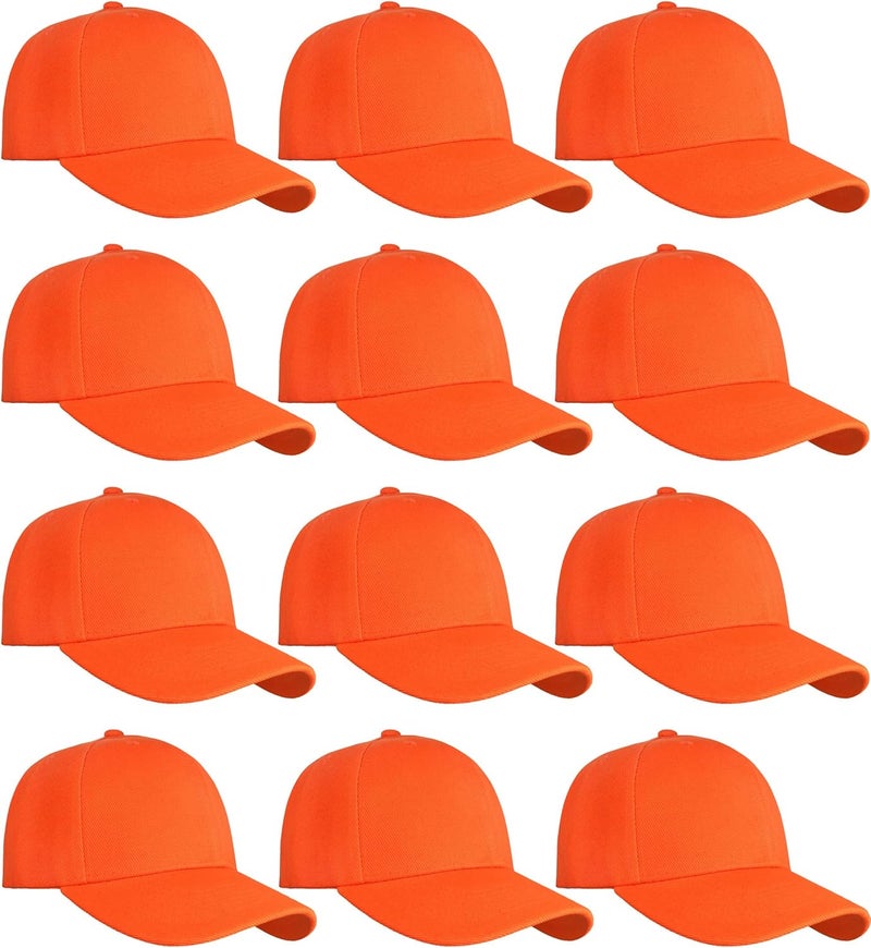Falari Wholesale Bulk Lot 12-Pack Baseball Cap Adjustable Size Plain Blank Solid Color - Image 1